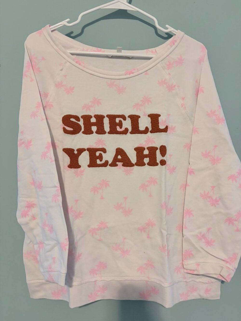 Victoria's Secret Super Soft Boatneck Sweatshirt Shell Yeah XS